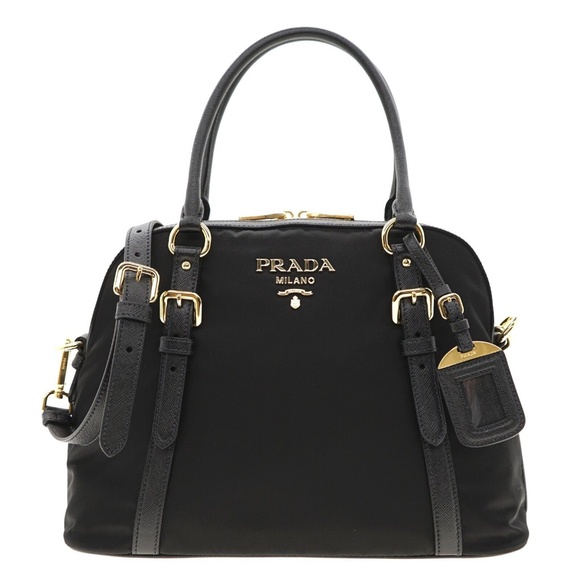 Prada Bauletto Dome Shoulder Bag Black Nylon New - Picture 2 of 8
